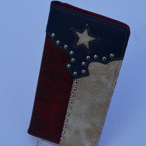 Western Cowboy Taxes Flag  Wallet Genuine Leather Bi-fold Long wallet fo…
